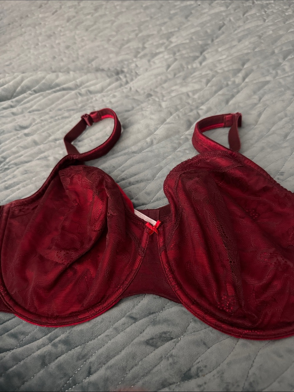 Cacique Deep Red Lace Underwire Bra - 42 DD